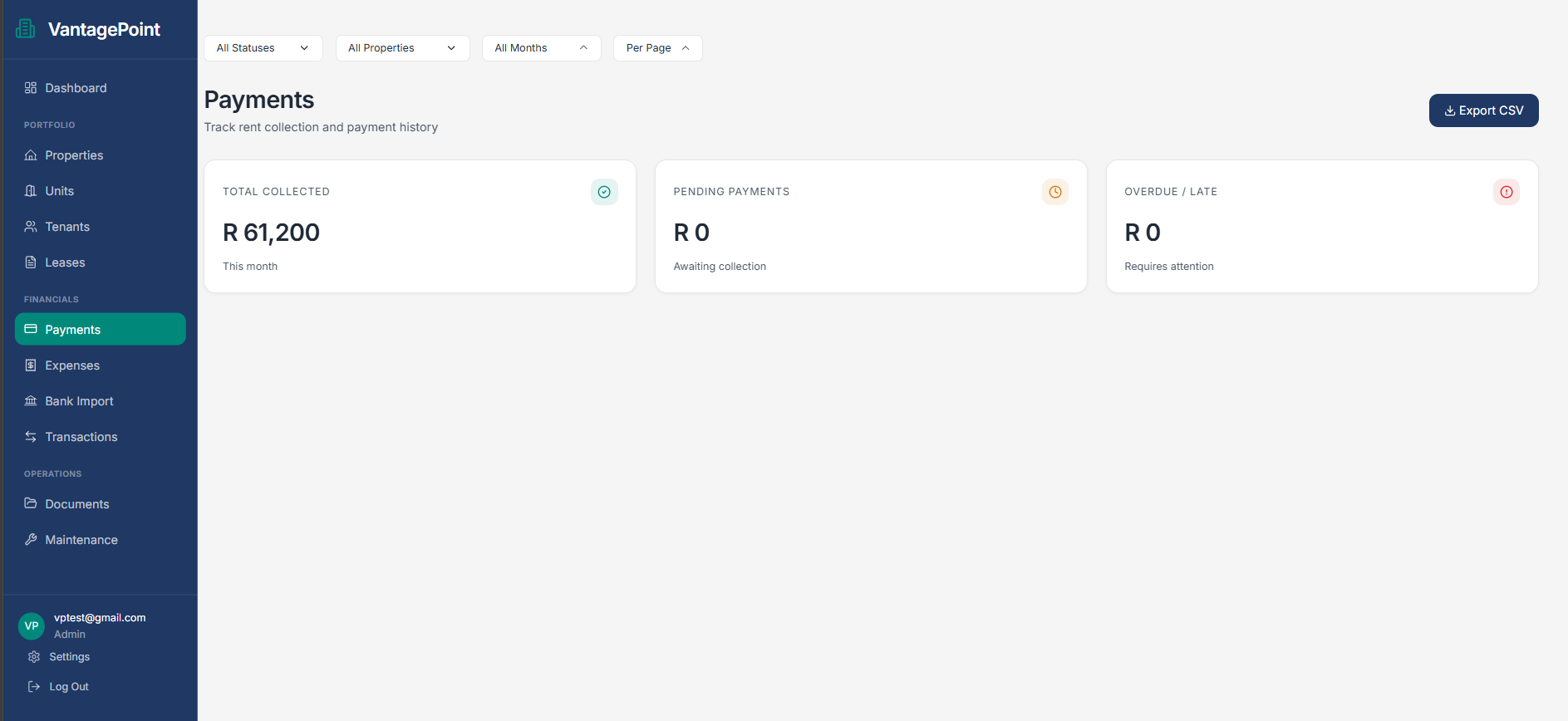 Payments list